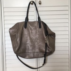 Cole Han Silver Leather Tote